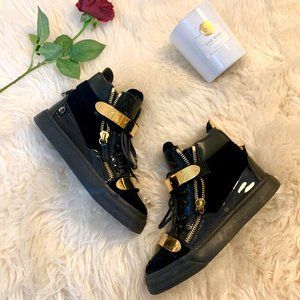 Giuseppe Zinotti Leather Embossed Biker Boot Shoes